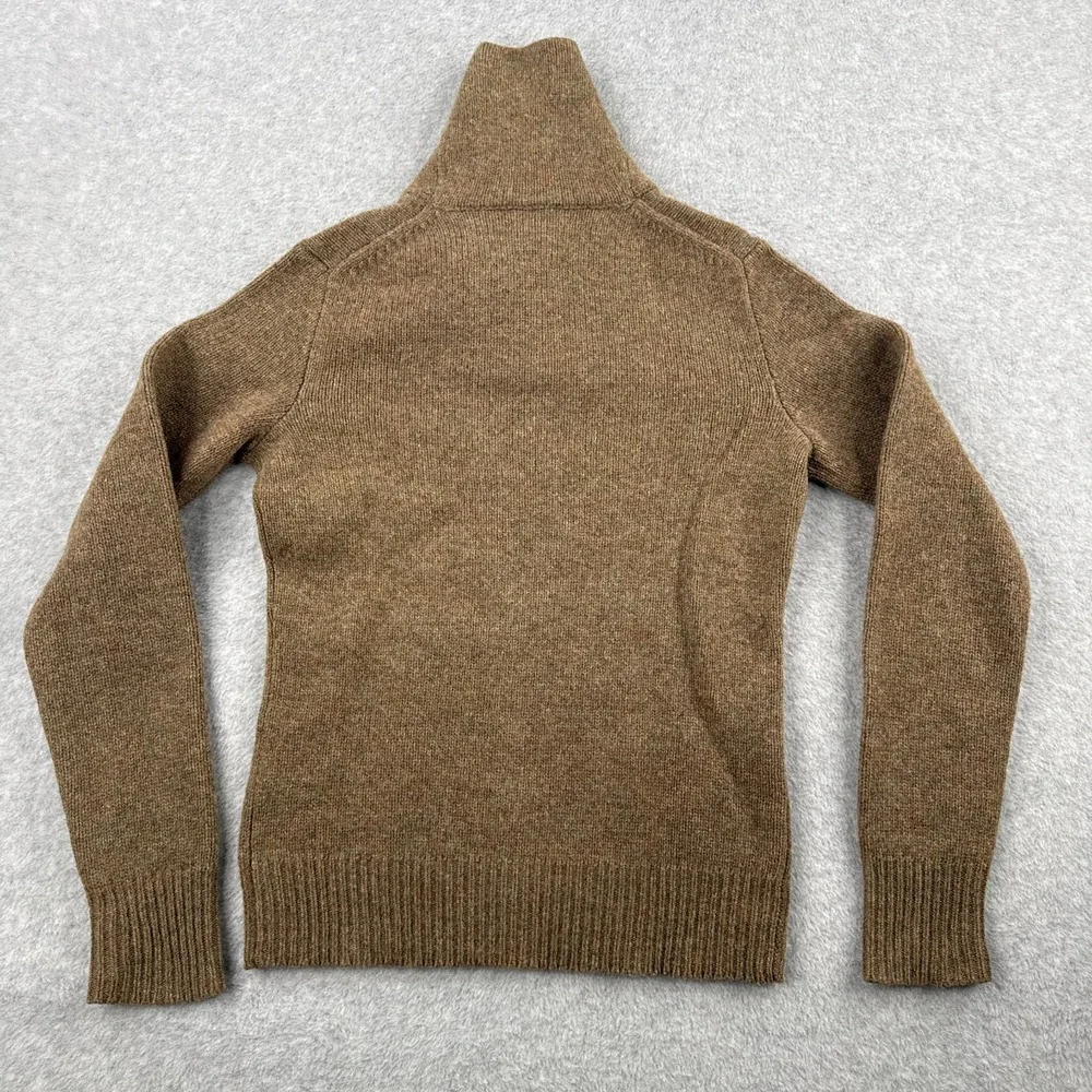 Ralph Lauren Rugby Sweater Mens Small Brown Elbow Patches 100% Wool Shawl Collar